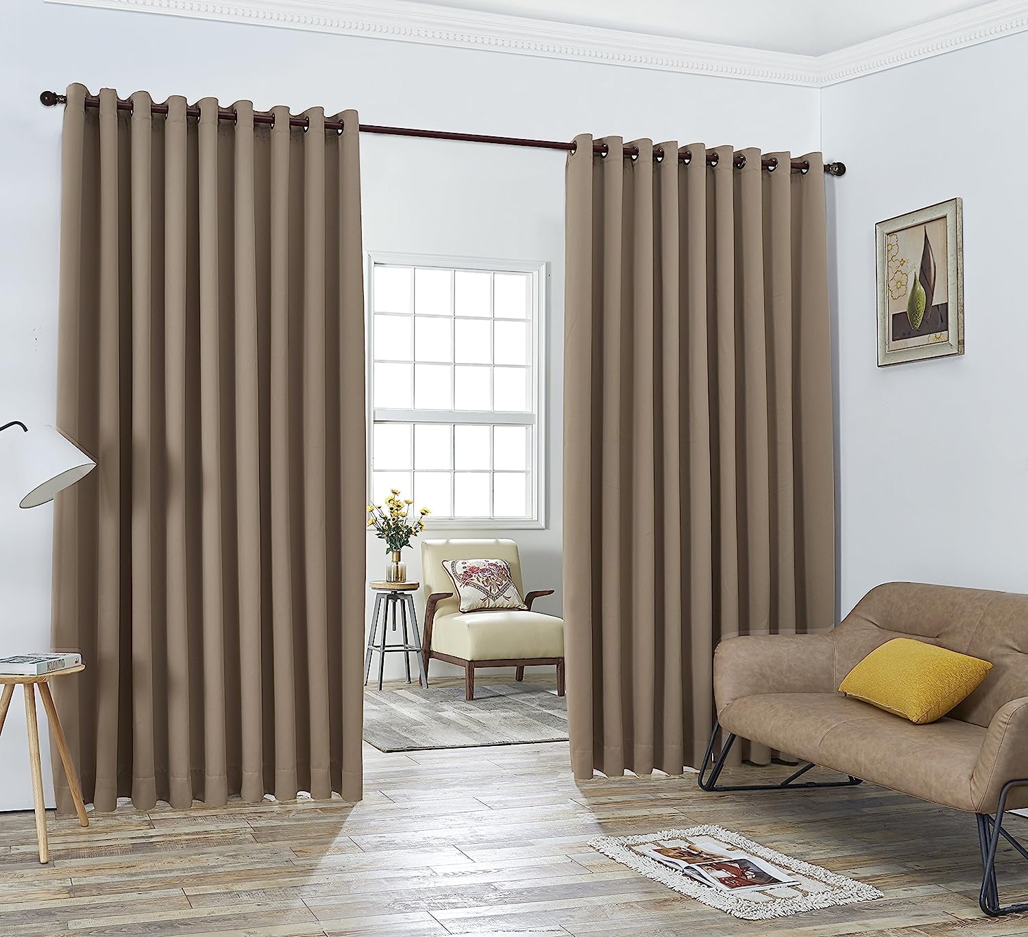 BOTUI Cream Ivory Extra Wide Curtain Panels with 2 Matching TieBacks. Use As Wall Curtains