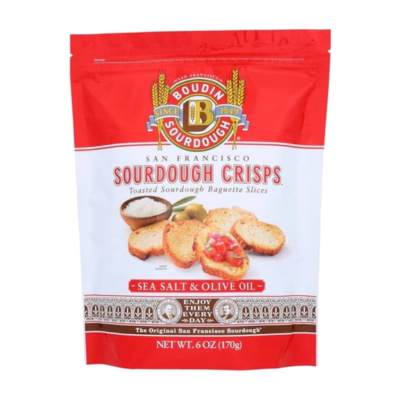 Boudin Sourdough, Crisps San Francisco Sea Salt & Olive Oil, 6 Ounce