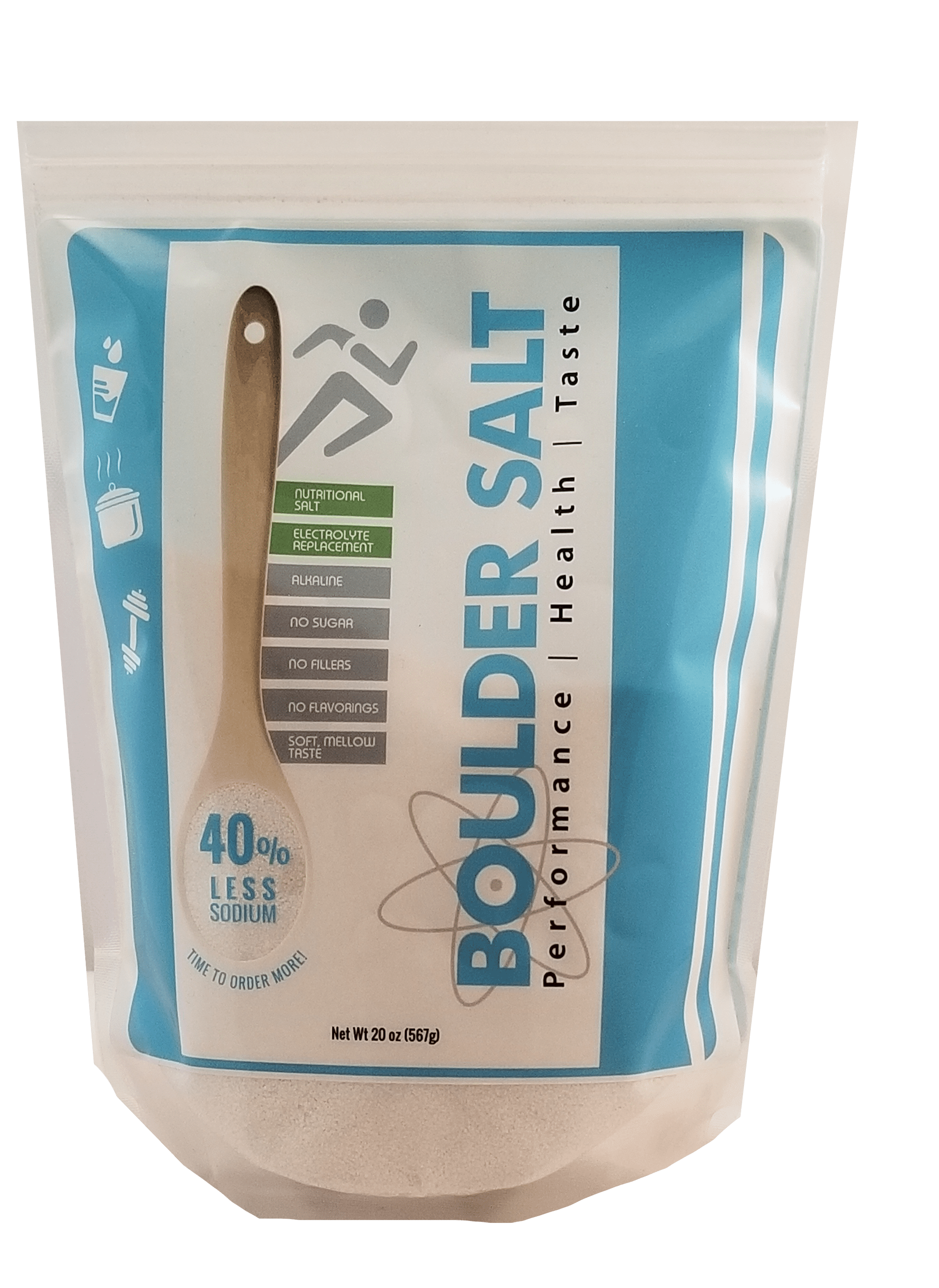 BOULDER SALT Healthy Salt Unflavored Salt for Cramps, High Blood
