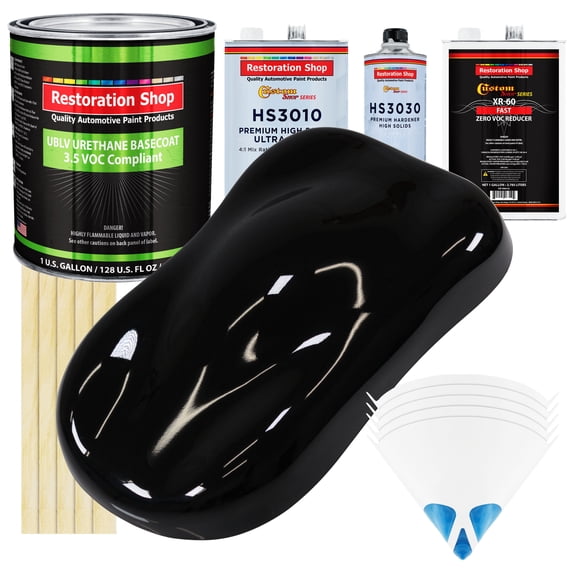 BOULEVARD BLACK Low Voc Urethane Basecoat/Premium Clearcoat Car Auto Paint Complete FAST Gallon Kit - Restoration Shop