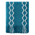 thumbnail image 1 of Bourina Fluffy Chenille Knitted Fringe Throw Blanket Lightweight Soft Cozy for Bed Sofa Chair Throw Blankets, Teal 50" x 60", 1 of 8