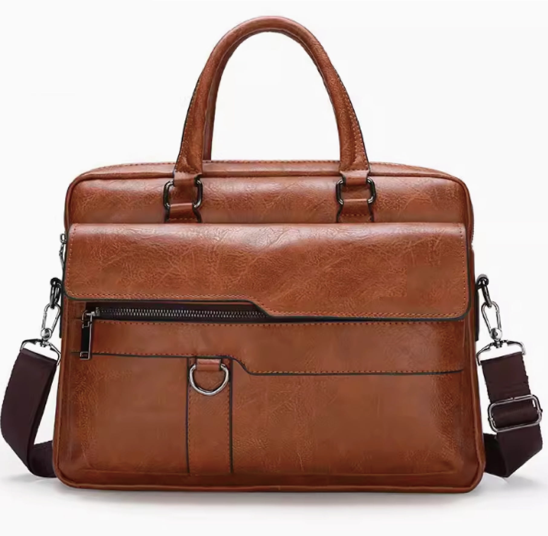 BOVARO Briefcases,Men's Business Travel Briefcase Leather Handmade Messenger Bags Laptop Bag