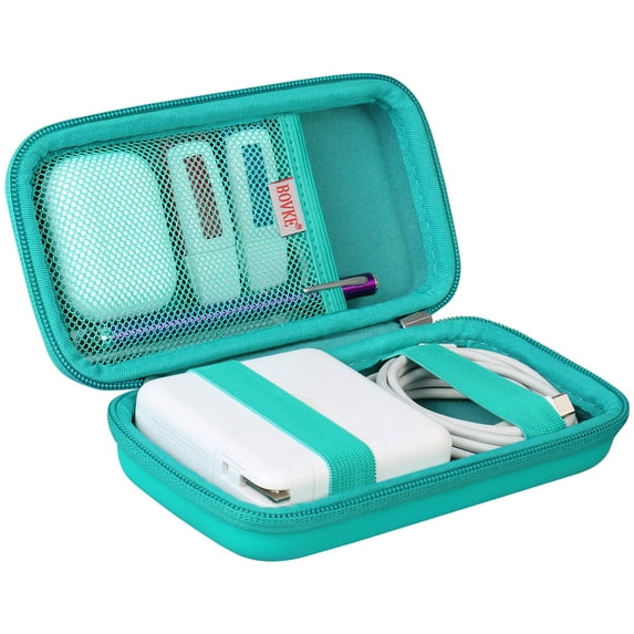 BOVKE Carrying Case Hard Protective Case Impact Resistant Travel Power Bank Pouch Bag USB Cable Organizer for Earbuds, Cable Cords, Charger Adapter, Electronic Accessories Case Wallet,Turquoise