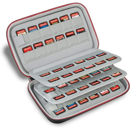 BOVKE Game Cards Storage Case Cartridges Holder for Nintendo Switch Game Cartridges, Sony PS Vita Games Cards, SD Memory Cards, 96 Slots, Black