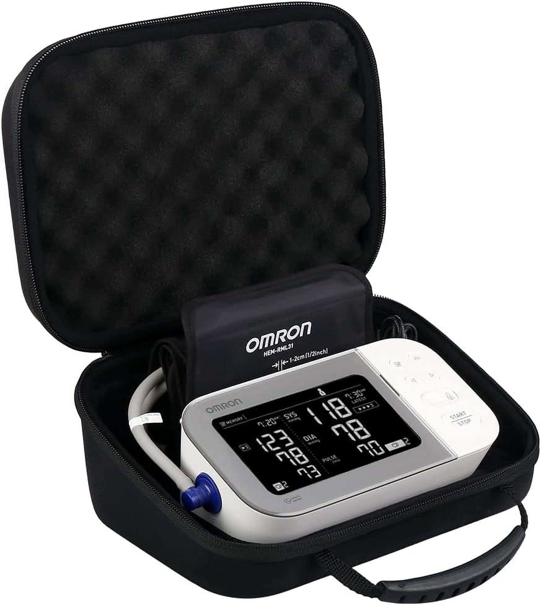 BOVKE Hard Carrying Case for OMRON Platinum BP5450 OMRON Gold BP5350 OMRON  7 Series BP7350 OMRON 10 Series BP7450 Wireless Blood Pressure Monitor,  Extra Room fits Premium Upper Arm Cuff, Black 