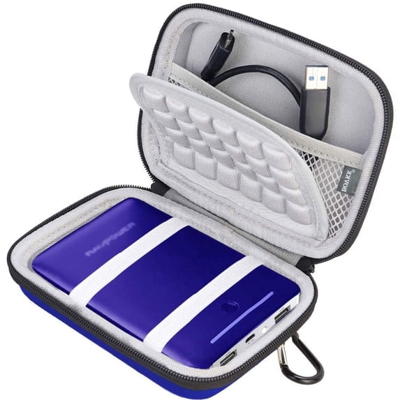 BOVKE Power Bank Carrying Case for RAVPower 16750mAh 13000mAh 13400mAh Portable External Charger Battery Power Bank EVA Shockproof Travel Storage Case Bag, Blue