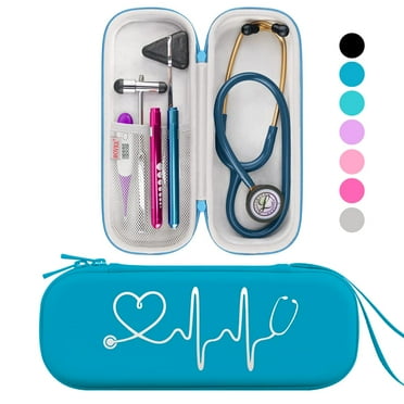 BOVKE Travel Carrying Case Compatible with 3M Littmann Classic III, Lightweight II S.E, MDF Acoustica Deluxe Stethoscopes, Extra Room for Medical Scissors EMT Trauma Shears LED Penlight, Turquoise