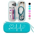 thumbnail image 1 of BOVKE Travel Carrying Case Compatible with 3M Littmann Classic III, Lightweight II S.E, MDF Acoustica Deluxe Stethoscopes - Extra Room for Medical Scissors EMT Trauma Shears and LED Penlight, Emerald, 1 of 7