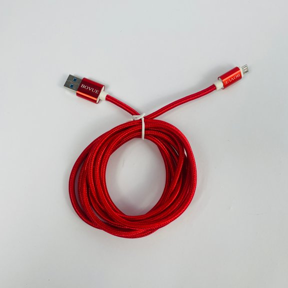 BOVUE 2M Braided Micro USB Data Charging Cable, Red Aluminum Alloy Fast Charge Android USB Data Sync Cord