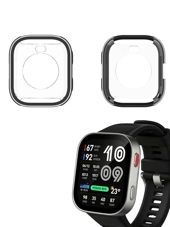 (1 pack) MetalLook Plated TPU Protective Case for Amazfit Bip Max Smart Watch, ScratchResistant Watch Coverwatch not included)-Black