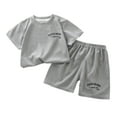 thumbnail image 1 of BOVXNPU Boys Girls Summer Clothing Sets, Children's Short Sleeved Set Summer Korean Shorts T-Shirt Children's Summer Short Sleeved Round Neck Top/Shirt Set Summer Outfits, 1 of 3
