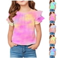 thumbnail image 1 of BOVXNPU Girls Short Sleeve T-Shirts Print Sleeve Short Sleeve Round Neck Casual Tee Summer Tops, 1 of 7