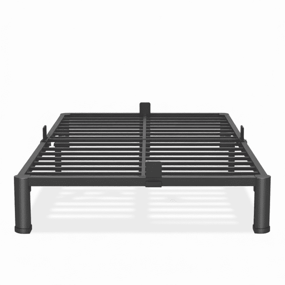 BOVZA 10-Inch Queen Bed Frame with Round Corner Legs, Headboard Hole, Low Profile Metal Platform, Steel Slats, No Box Spring Needed, Easy Assembly, Noise-Free