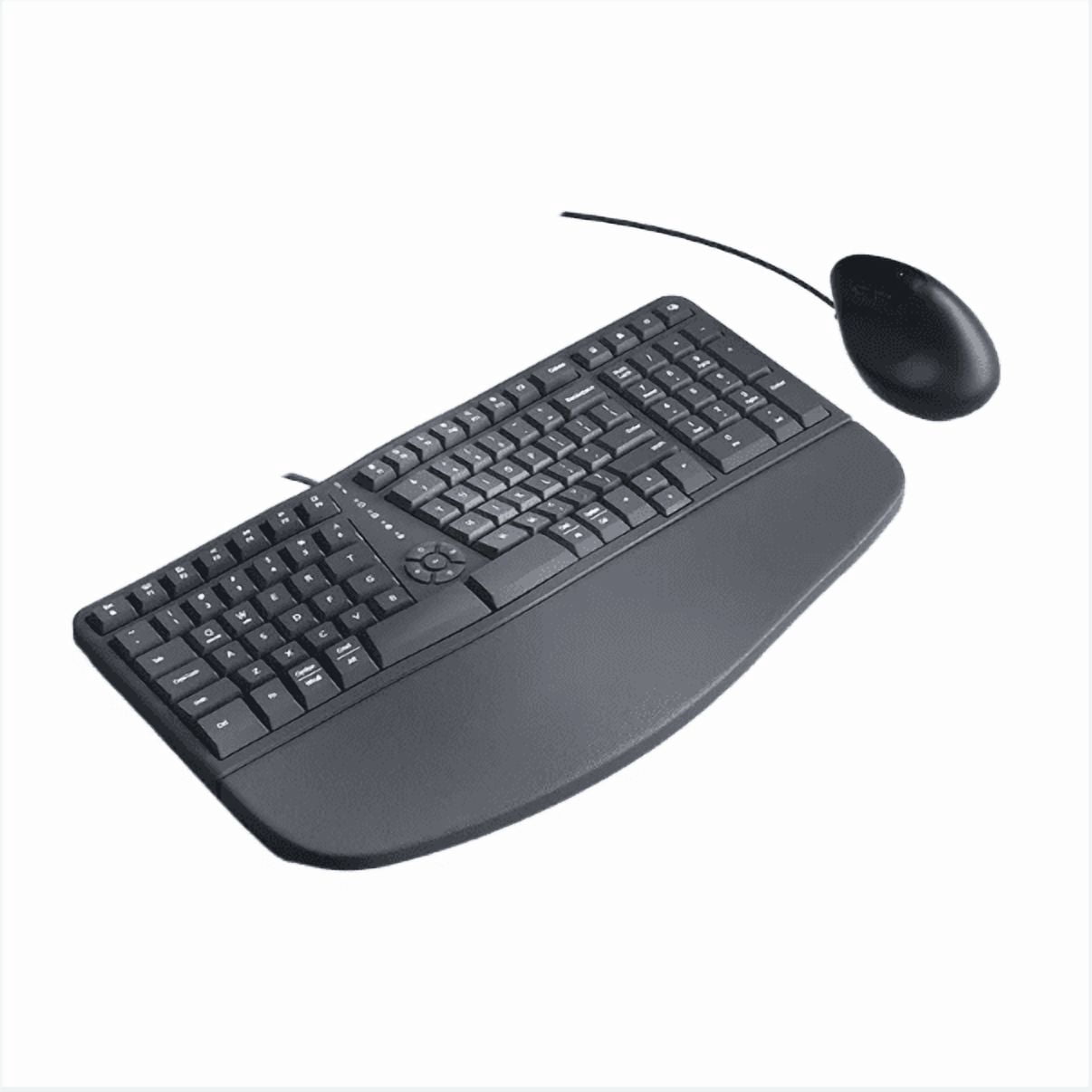BOW Ergonomic Wired Keyboard and Mouse Combo, Full-Size USB Set with ...