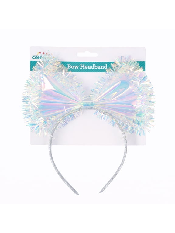 Iridescent Bow Headband, Bright Party Accessory for Parties and Events, by Way To Celebrate