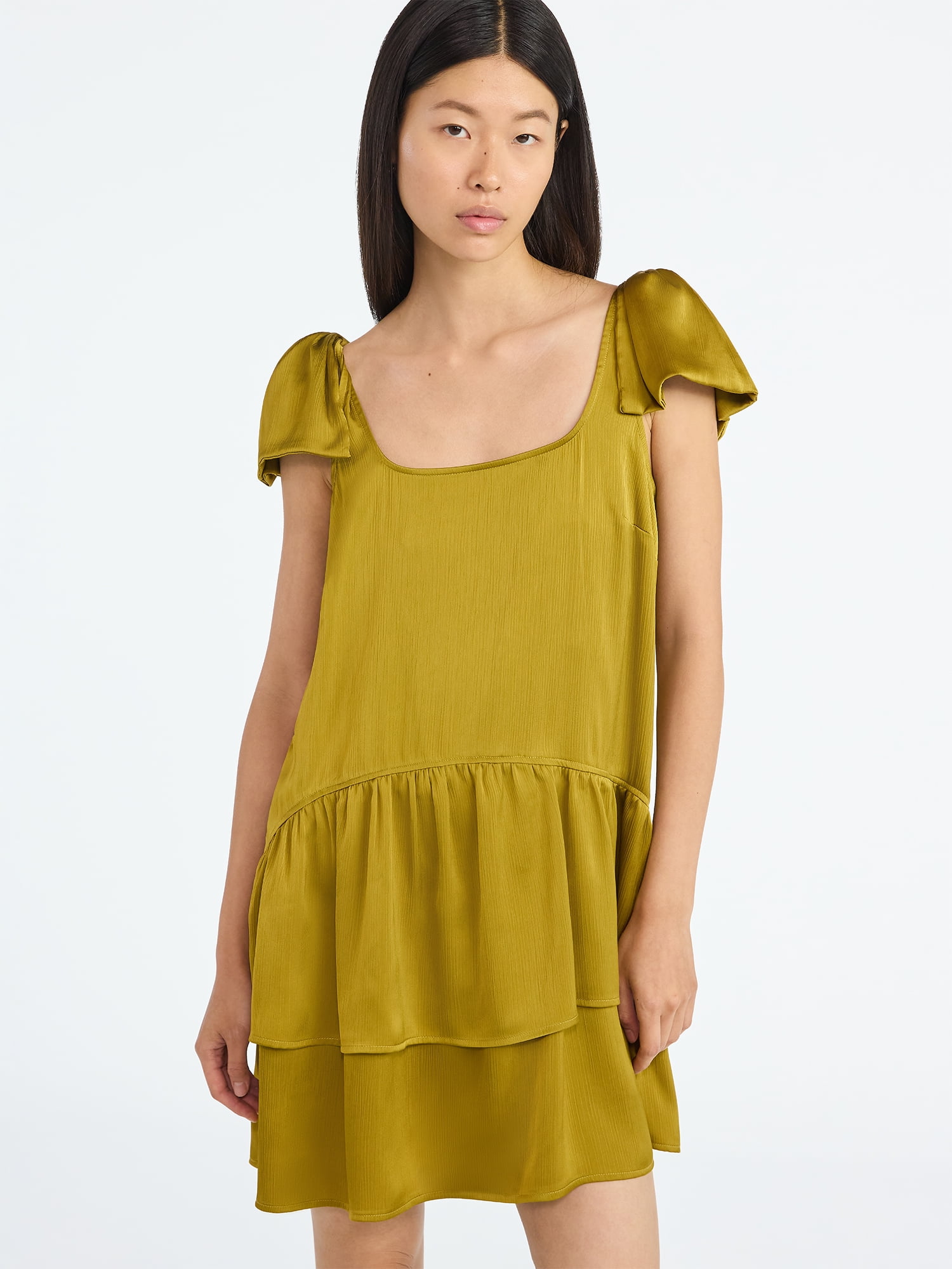 Scoop Women's Satin Bow Mini Dress, Sizes XS-XXL - Walmart.com