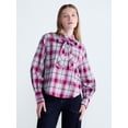 thumbnail image 1 of Scoop Women's and Women's Plus Plaid Bow Shirt, Sizes XS-4X, 1 of 5
