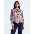 thumbnail image 1 of Scoop Women's and Women's Plus Plaid Bow Shirt, Sizes XS-4X, 1 of 5