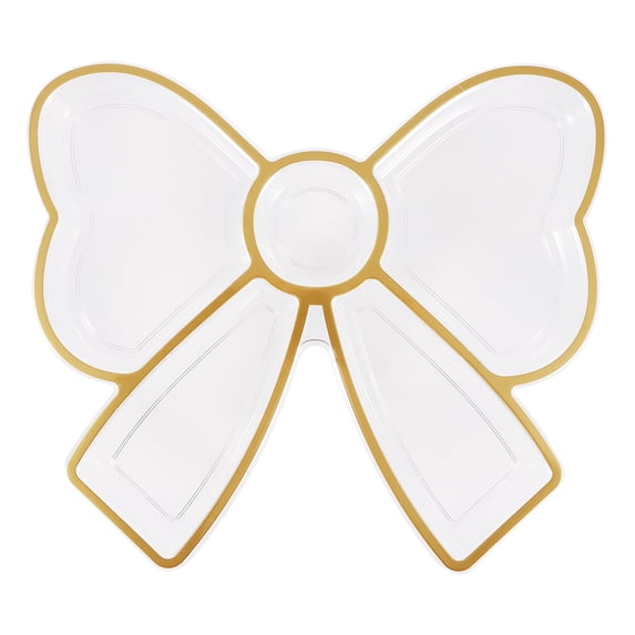 Bow-Shaped Clear and Gold Plastic 12" x 10.51" Serving Tray, by Way To Celebrate