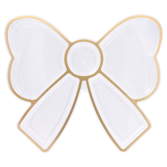 Bow-Shaped Clear and Gold Plastic 12" x 10.51" Serving Tray, by Way To Celebrate
