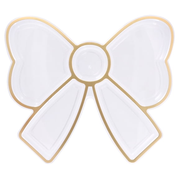 Bow-Shaped Clear and Gold Plastic 12" x 10.51" Serving Tray, by Way To Celebrate