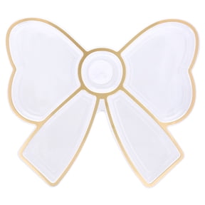 Bow-Shaped Clear and Gold Plastic 12" x 10.51" Serving Tray, by Way To Celebrate