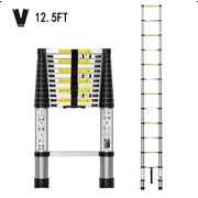 BOWEITI 12.5 FT TELESCOPIC LADDER, ALUMINUM FOLDABLE WITH NON-SLIP FEET, LIGHT RV COMPACT LADDER, HOME, OUTDOOR, 330 LB CAPACITY EXTENSION LADDER (12.5 FT)