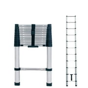 BOWEITI 10.5FT One-button Retraction Stainless Steel Telescoping Extension Ladder, Heavy Duty 330lbs Max Capacity