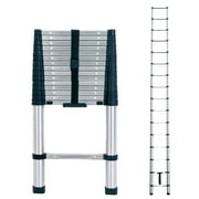 BOWEITI 15.5FT One-buttom Retraction Stainless Steel Telescoping Extension Ladder, Heavy Duty 330lbs Max Capacity, Multi-Purpose Collapsible Ladder for RV or Outdoor Work