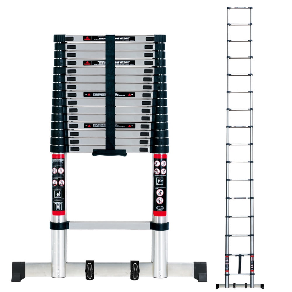 BOWEITI 20.4FT/6.2M Stainless Steel Telescoping Extension Ladder, Heavy Duty 330lbs Max Capacity