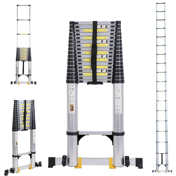 BOWEITI 26.2FT/8M Telescoping Aluminum Extension Ladder with ...