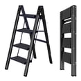 thumbnail image 1 of BOWEITI 4 Step Ladder, Steel Folding Step Stool with Wide Anti-Slip Pedal, Portable Lightweight Multi-Use Stepladder 330lbs (Black), 1 of 9