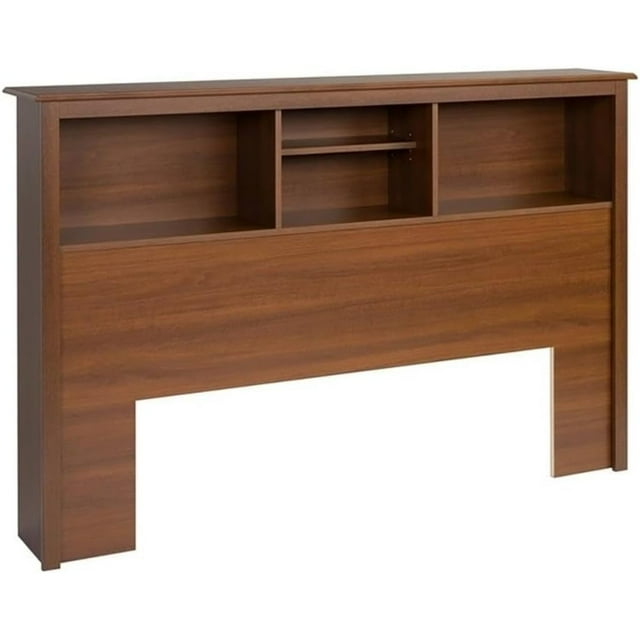 BOWERY HILL Country Style Freestanding Full/Queen Wood Bookcase Bed Headboard and Cabinet Storage in Cherry