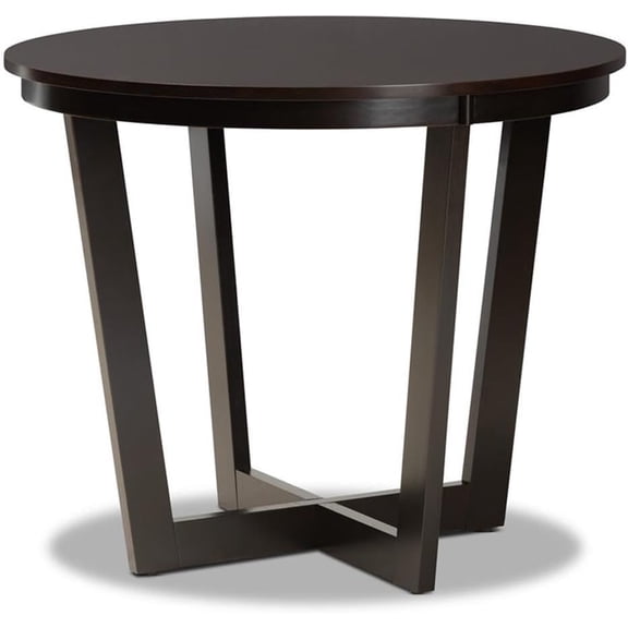 BOWERY HILL Dark Brown Finished 35-Inch-Wide Round Wood Dining Table
