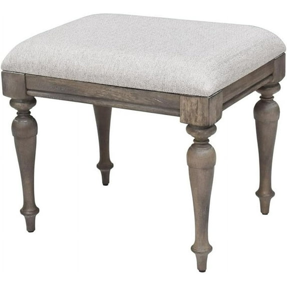 BOWERY HILL Farmhouse Highland Park Driftwood Gray Wood Vanity Bench