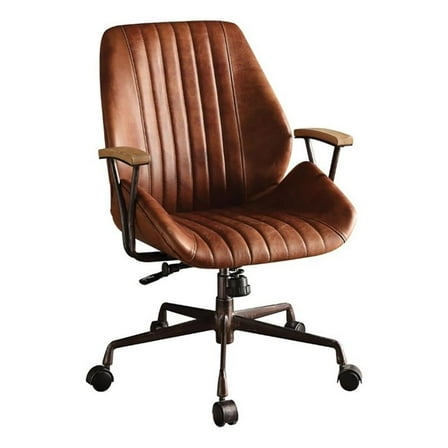 BOWERY HILL Leather Swivel Adjustable Height Office Chair in Cocoa, 	28"D x 24"W x 40"H