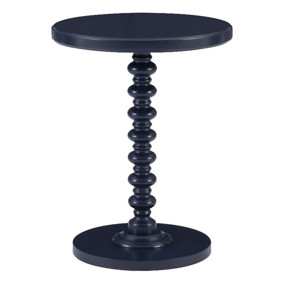 Bowery Hill Wood Navy Blue Side Table Round Sturdy Pedestal Base 17" X 17" X 22.25" Assembly Required