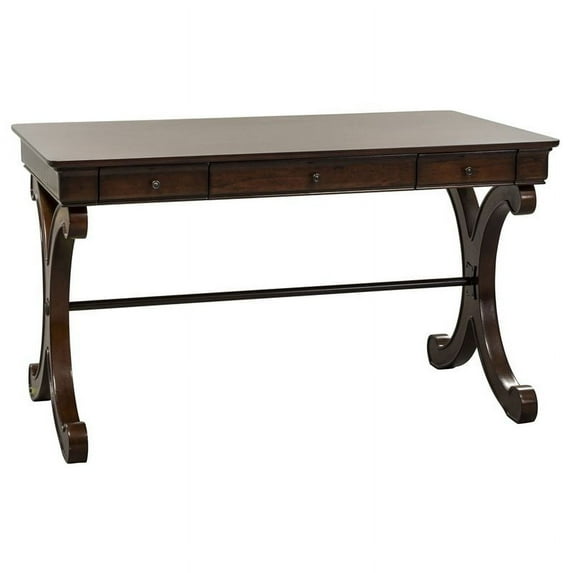 BOWERY HILL Solid Wood Computer Writing Desk, Home Office Desk with 3 Drawers, in Rustic Cherry