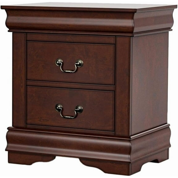 BOWERY HILL Transitional Wood 2-Drawer Nightstand in Cherry Finish