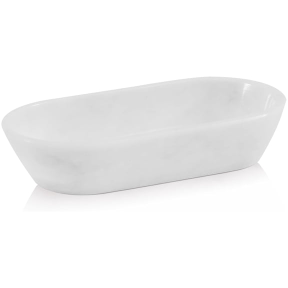 Radicaln Marble Dough Bowl 10 inches White Handmade Oval Bowl For Kitchen Table Décor, Ideal Candy Bowl, Decorative Bowl and Marble Bowl For Keys Entryway Table