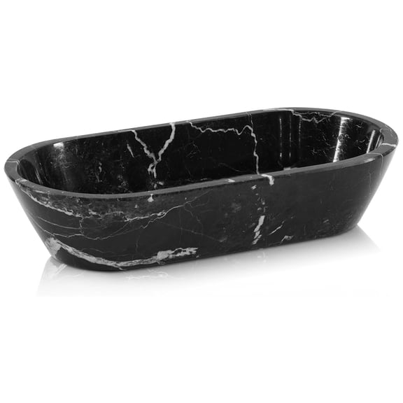 Radicaln Marble Dough Bowl 10 inches Black Handmade Marble Bowl For Keys, Ideal Oval Bowl, Decorative Bowl and Candy Bowl For Entryway Table Décor