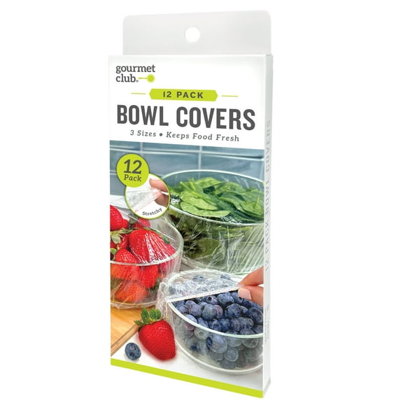 Gourmet Club Reusable Plastic Stretch to Fit Bowl Covers, 12 Count Variety Pack
