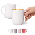 thumbnail image 1 of BOWLBOWL 12 oz Ceramic Coffee Mug, Matte Pink White Gray Coffee Mug for Office and Home, Handmade in Korea! Set of 2 (MilkWhite), 1 of 1
