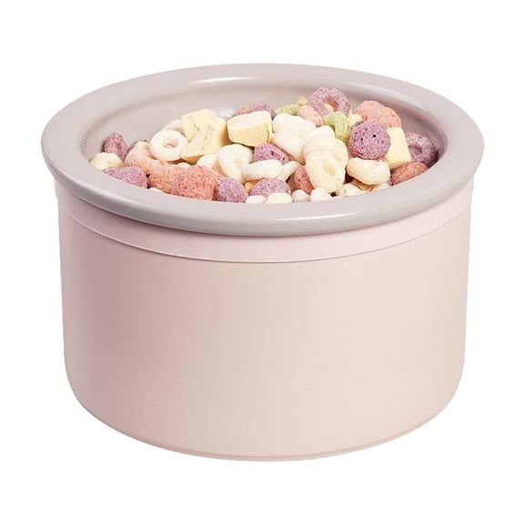 BOWLBOWL Elevated Cat Dog Bowls, 6.5" Wide Raised Cat Food Bowls Whisker Friendly, Anti Vomiting Cat Bowls for Indoor Cats, No Spill Dog Bowl, Made in Korea! (3.9"(h) - Gray&Pink, Round Bowl)