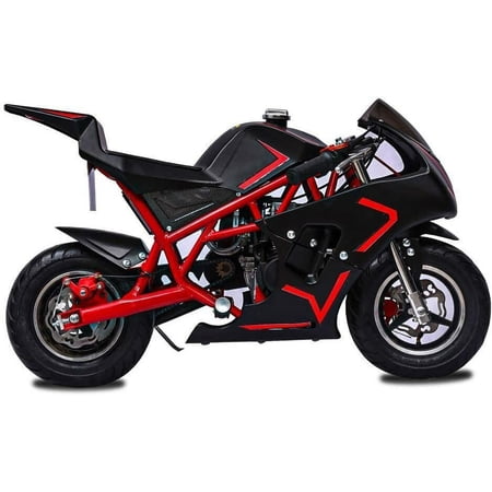 BOWPFW 40 cc 2 Stroke Gas Powered Mini Bike Speed 18 mph, Black Red