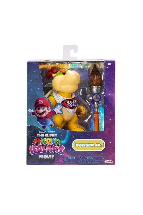 The Super Mario Galaxy Movie - 5 inch Action Figure Series  Bowser Jr. Figure with Paint Brush Accessory