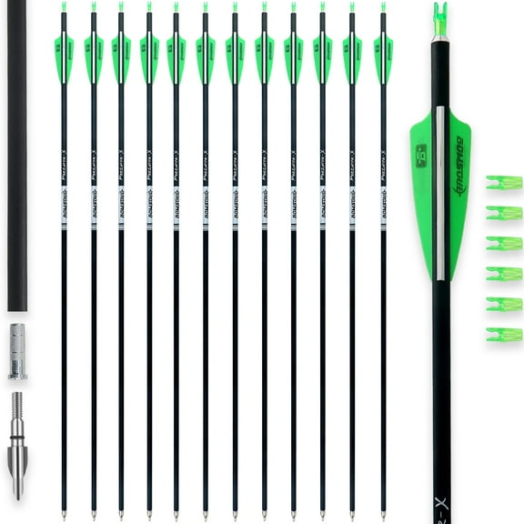 BOWSOUL 30Inch Carbon Arrows for Target Practice Hunting Arrow with Removable Tips for Compound & Recurve Bow(Pack of 12)