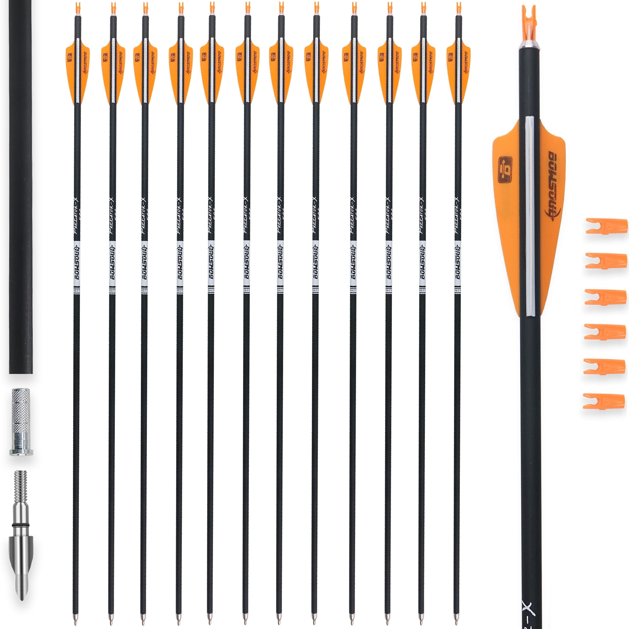 Hunting Target Practice Arrows Carbon Fiber Arrows 30 With Turkey Feathers - 500 Spine Hunting Arrows For Recurve & Compound Bows Turkey Feather Arrows