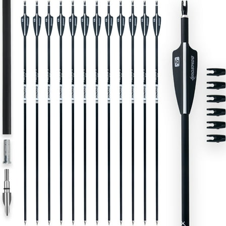 BOWSOUL 30Inch Carbon Arrows for Target Practice Hunting Arrow with Removable Tips for Compound & Recurve Bow(Pack of 12)