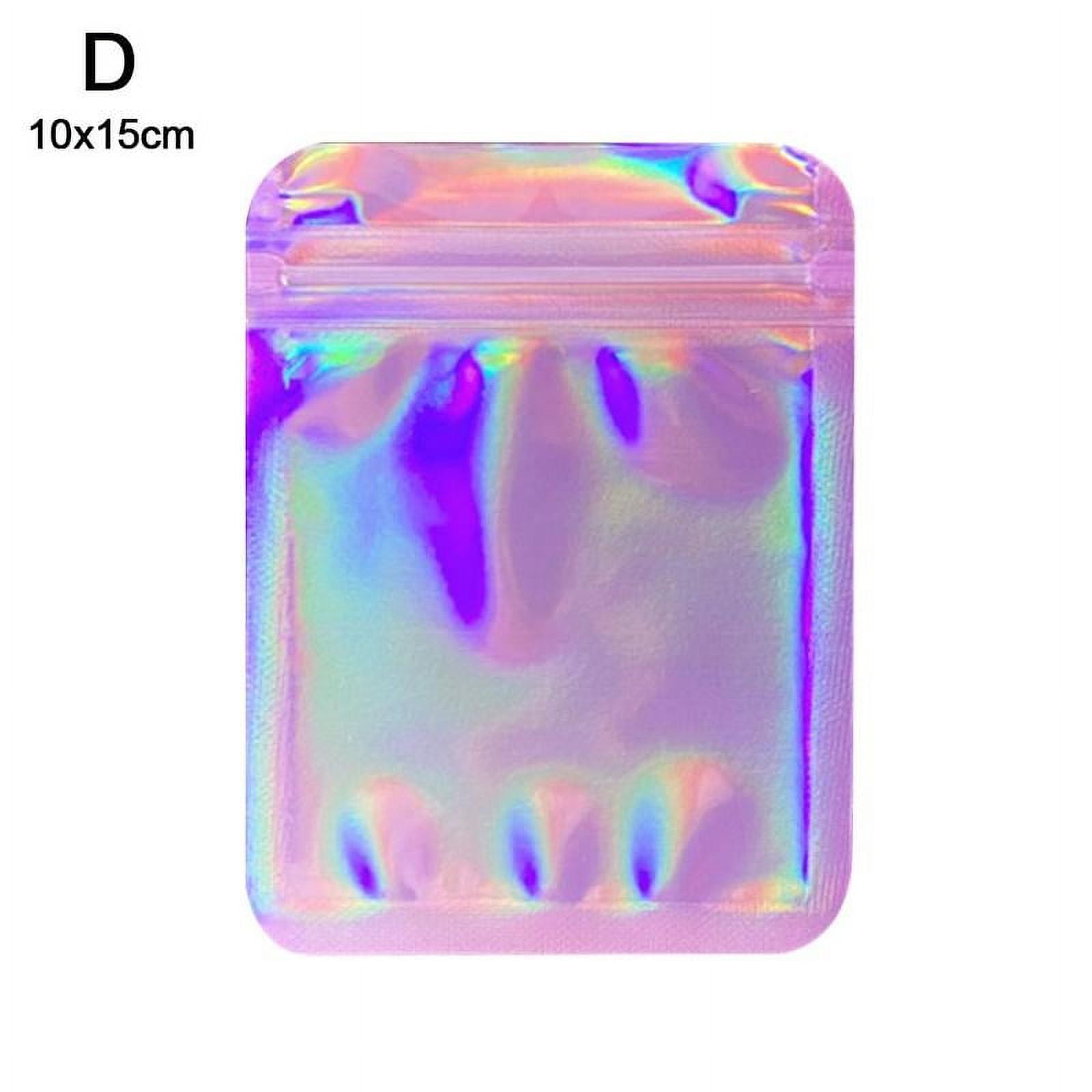 BOWTONG 10pcs Thicken Bags Resealable OPP Bags Holographic Color